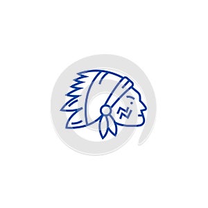 Indian head line icon concept. Indian head flat  vector symbol, sign, outline illustration.