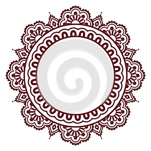 Indian Henna floral tattoo round pattern - Mehndi