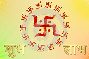 Indian hindu religious spiritual symbol swastik or swastica use for blessing,luck,god worship,mar