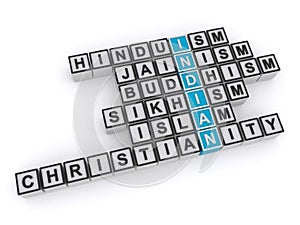 Indian hinduism jainism buddhism sikhism islam christianity on white