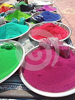 Indian holi festival multi colored stall