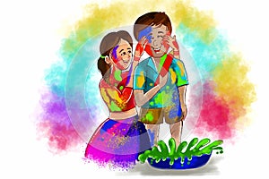 Indian holi traditional festival colorful card design