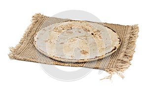 Indian Homemade Cuisine Food Chapati on White Background