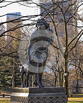 `Indian Hunter` by John Quincy Adams Ward in Central Park, New York City.