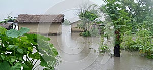 A Indian hut under water