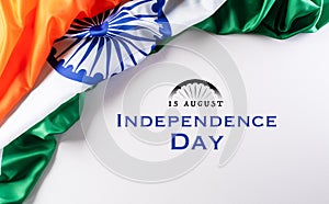 Indian Independence Day celebration background concept. Indian flag on white background for Republic Day and Independence Day