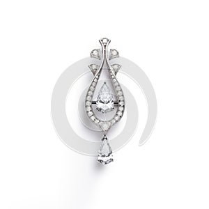 Indian-inspired Tear Shaped Diamond Pendant In White Gold