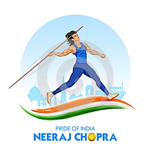 Indian Javelin Thrower sportsperson victory in championship on tricolor India background