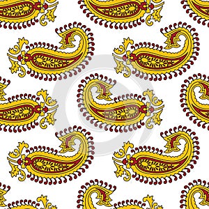 Indian kalamkari paisley vector seamless pattern photo