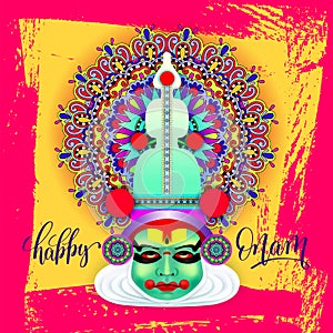 indian kathakali dancer face decorative modern vector illustrati