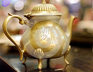 old brass tea pot