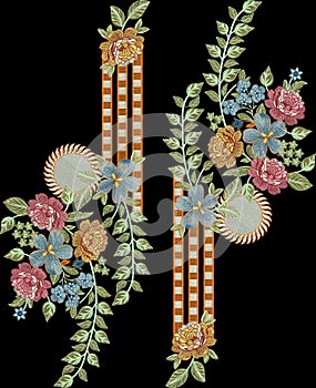 indian kurti mughals flowers and motif texture whith background laynig desing photo