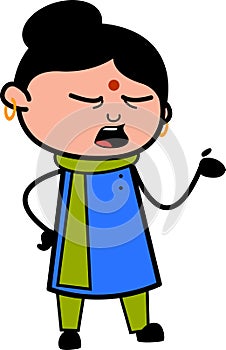 Indian Lady Talking Unamused Face Cartoon