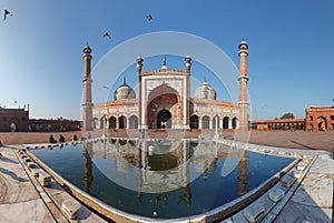 Indian landmark - Jama Masjid mosque in Delhi. Panorama