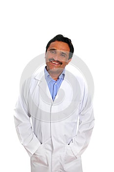 Indian latin doctor expertise smiling on white