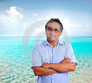 Indian latin tourist man vacation beach perfect