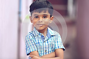 Indian Little Boy Posing to Camera