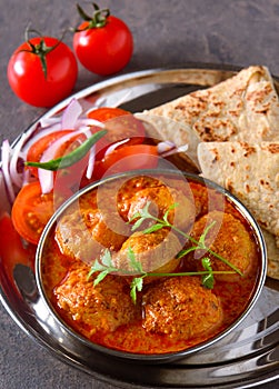 Indian meal - egg curry and roti