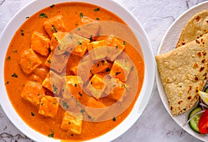 Indian Punjabi meal-Paneer butter masala and roti