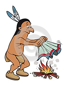 Indian making smoke signals