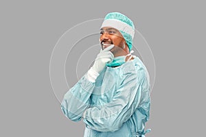 Indian male doctor or surgeon in protective wear