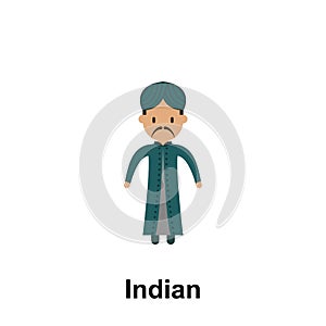 Indian, man cartoon icon. Element of People around the world color icon. Premium quality graphic design icon. Signs and symbols