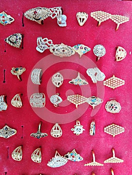 Indian man and Ladies jewellery in indian village markit