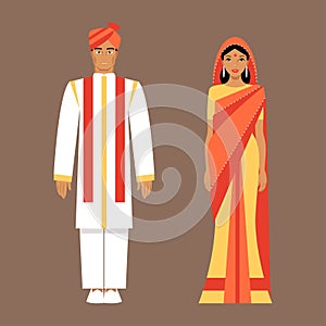 Indian man and woman in traditional clothes