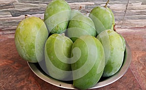 Indian Mango in a Bowl Kesar Mango Green Coloured