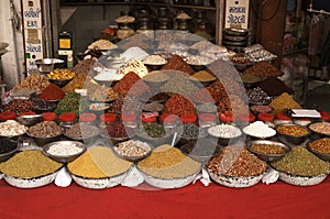 Indian Market Stall Selling Nuts and Spices