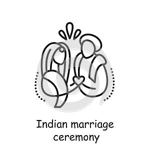 Indian marriage ceremony. Editable illustration