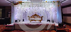 Indian marriage reception ceremony stage decoration