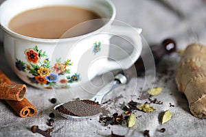 Indian masala chai, tea made of hot ayurvedic spices