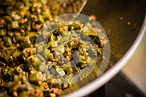 Indian masala fried bhindi or ladyfinger