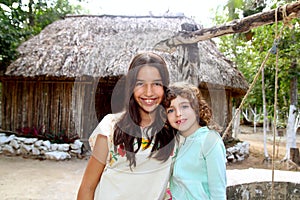 Indian mayan latin girl with her caucasian friend