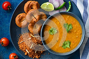 Indian meal-Dal baati churma photo
