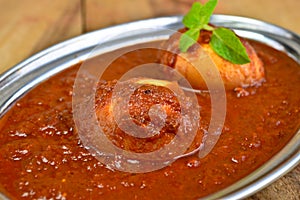 Indian meal with egg curry