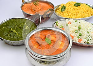 Indian Meal with Fish curry and boneless Chicken curry