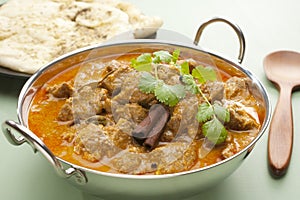 Indian Meal Food Curry Lamb Rogan Josh Naan Bread