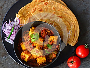 Indian meal-Kadai Paneer and lachcha paratha