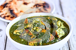 Indian meal-Palak paneer and tandoori roti photo