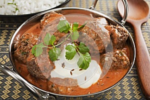 Indian Meatball or Kofta Curry in a Balti Dish