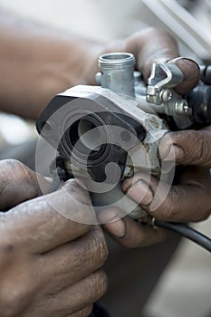 Indian mechanic close up shot