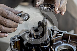 Indian mechanic close up shot