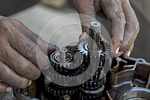 Indian mechanic close up shot