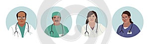 Indian Medics. Medical Characters. Doctors and nurses round portraits, team of doctors concept, medical office or