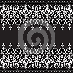 Indian, Mehndi Henna line lace element with circles pattern card for tattoo