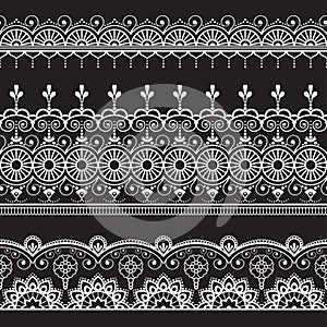 Indian, Mehndi Henna three line lace elements pattern for tattoo