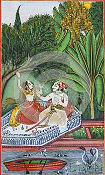 Indian miniature painting depicting royal lifestyle scenes