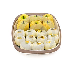 Indian Mix Sweet Food Apple Shaped Peda With White Peda